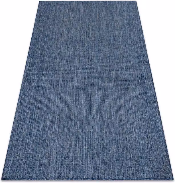 RugsX Sion Blue Rectangular Flat Weave Polypropylene Rug, W: 80 cm, L: 150 cm