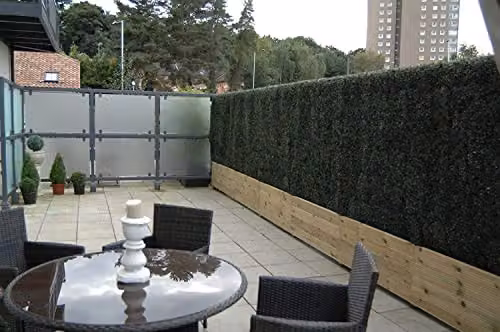 Best Artificial Green Boxwood Topiary Hedging Dense Screening Panel, W/D/H: 50 x 50 x 50 cm – 5