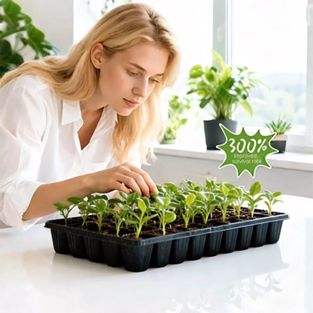 NESTLUNE 3-Piece Black 72-Cell Full Size Seed Tray Inserts for Plant Germination and Bedding – 3