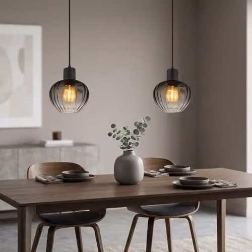 Nowa Netlighting Toy Pendant Light with Matt Black and Smoked Grey Glass Shade, Diameter: 19 cm – 3