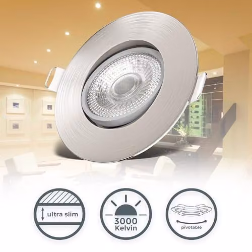 B.K.Licht Set of 3 Adjustable LED Recessed Downlights in Silver Metal with Warm White Light – 2