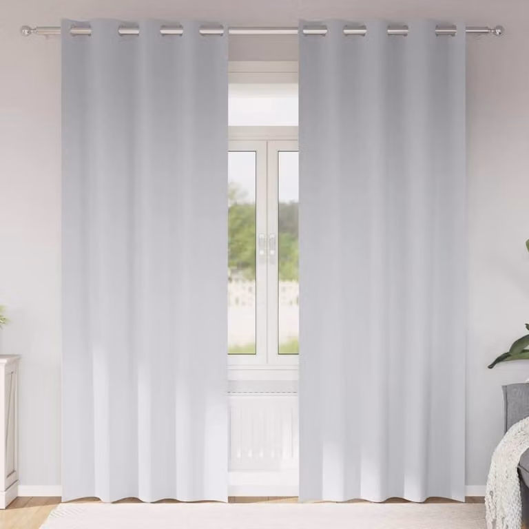 Berkfield Home Modern Opaque Eyelet Curtains, 2 Pack, Grey, H 245 x W 140 cm