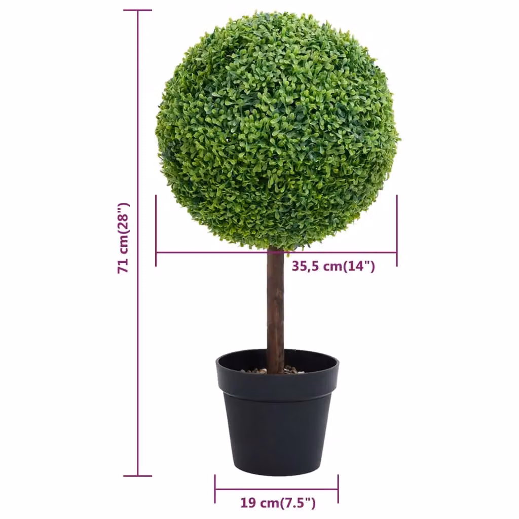 Berkfield Home Artificial Ball Shaped Boxwood Plant in Green with Pot, Height: 71 cm – 4