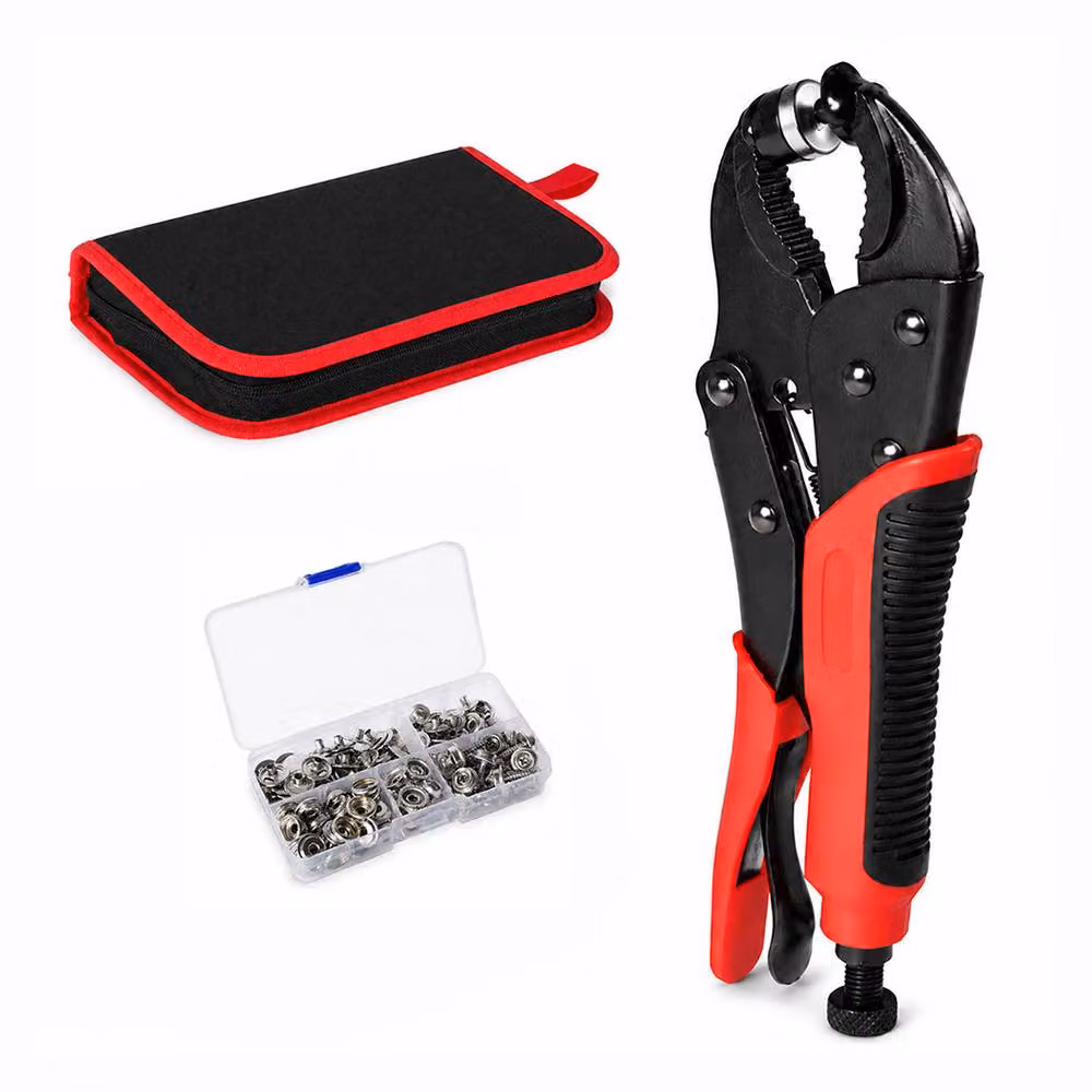 Traderight Red Snap Fastener Kit with Adjustable Press Tool for Leather and Boat Covers – 2