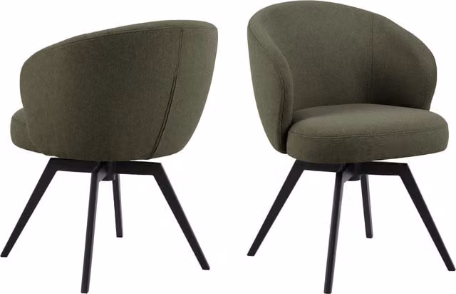 Furniture To Go Darlene Green Fabric Dining Chair with Armrests and Swivel Function – 1