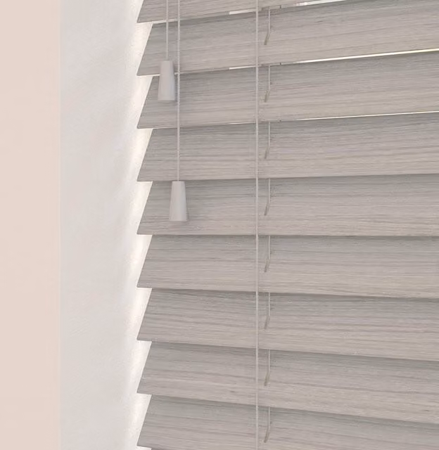 NewEdgeBlinds Wooden Venetian Blinds with Cords in River Oak, Width: 150 cm