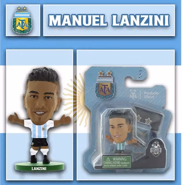 SoccerStarz Argentina Manuel Lanzini Mini Figure, White/Blue/Multicolour, Height: 5 cm