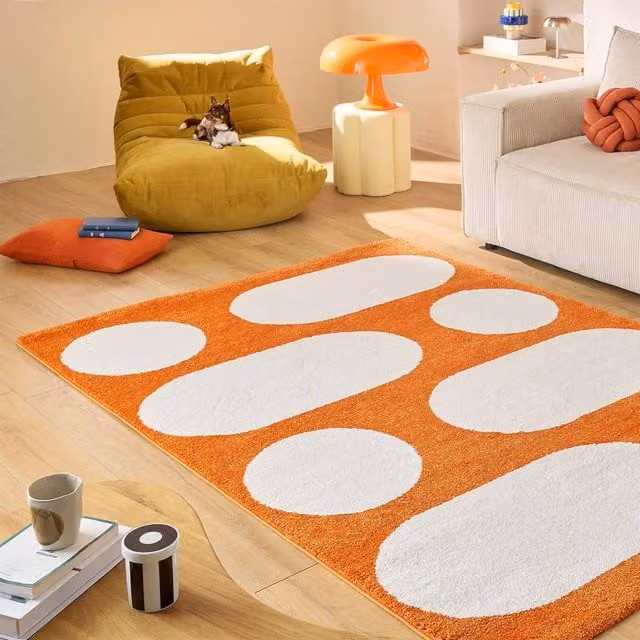 sweeek Modern Abstract Indoor Rug, Orange, W: 120 cm, L: 160 cm
