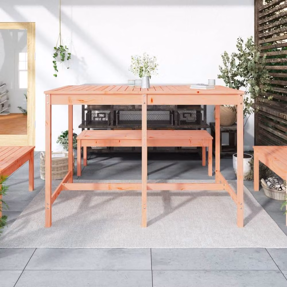 Berkfield Home Rectangular Garden Table in Brown Solid Wood W/D/H: 159.5 x 82.5 x 110 cm – 2