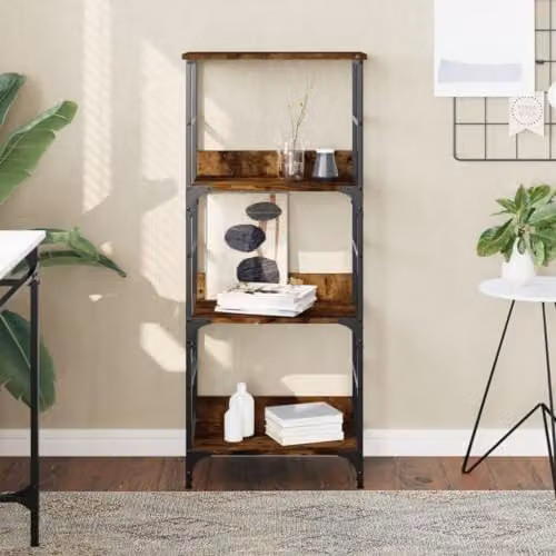 vidaXL Industrial Bookshelf in Smoked Oak, W: 50 cm, D: 33 cm, H: 117.5 cm – 2