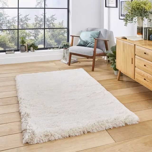 Terrys Super Teddy Plain Shaggy Rectangular Rug in Beige