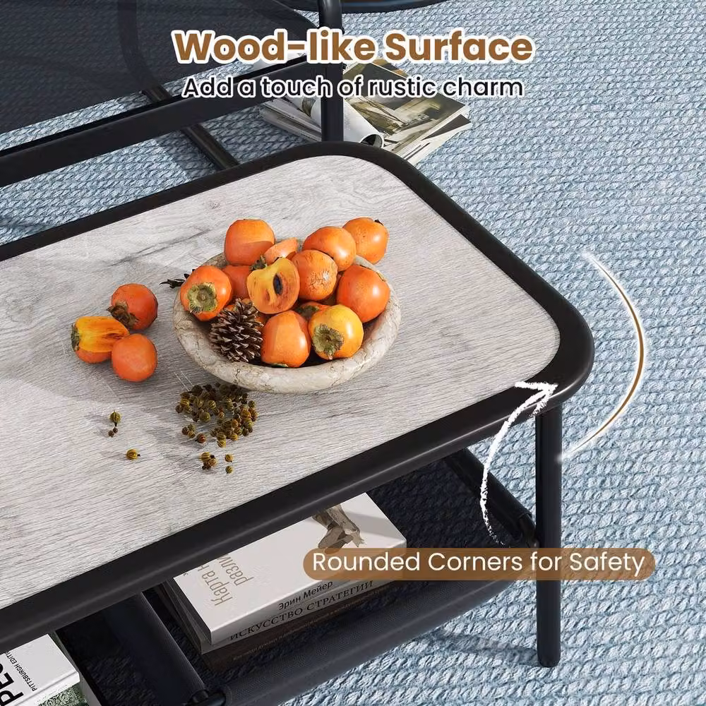 VOGREX Outdoor Conversation Set with 2 Upholstered Storage Compartments in Black – 5