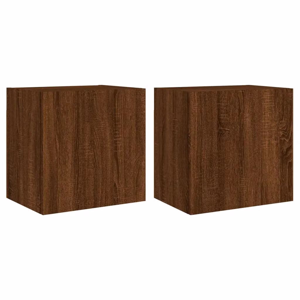 Berkfield Home Set of 2 Modern Brown Oak TV Wall Cabinets, W/D/H: 40.5 x 30 x 40 cm – 2
