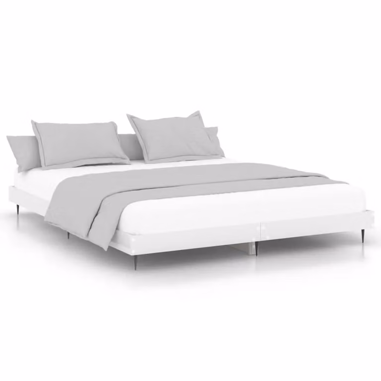 Berkfield Home High Gloss White Small Double Bed Frame in Engineered Wood W/D/H: 120 x 200 cm