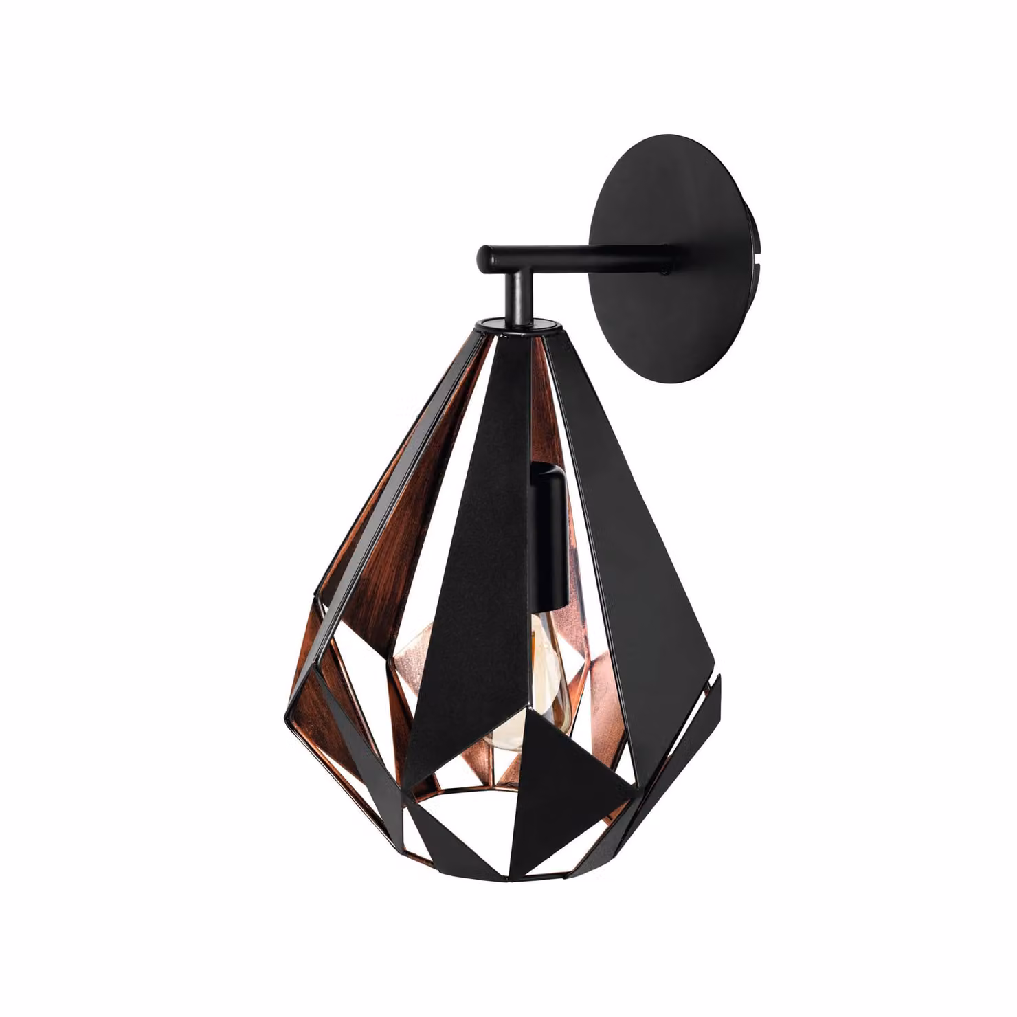 Eglo Carlton 1 Industrial Vintage Metal Wall Light in Copper and Black – 2