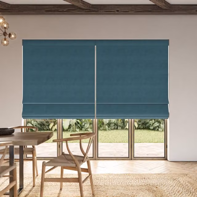 Ante Decor Lusso No Joins Ocean Blue Blackout Made To Measure Roman Blind