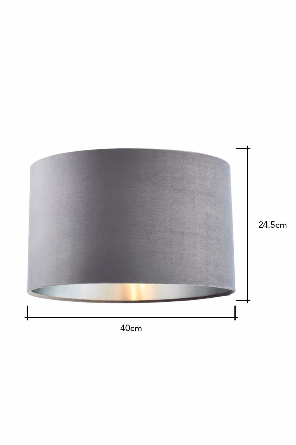 BHS Lighting Large Grey Velvet Cylinder Easy Fit Light Shade – 2