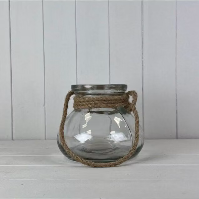 KDMD Round Grey Transparent Glass Vase, Diameter: 16 cm