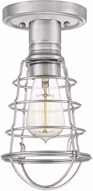 Quoizel Mixon Semi Flush Ceiling Light in Grey and Silver Metal