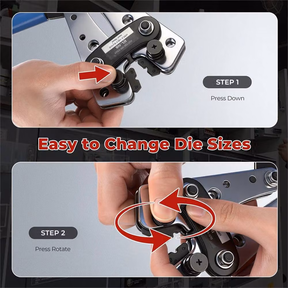 Nordara Heavy Duty Battery Cable Crimping Tool and Wire Lug Terminal Set in Blue – 5
