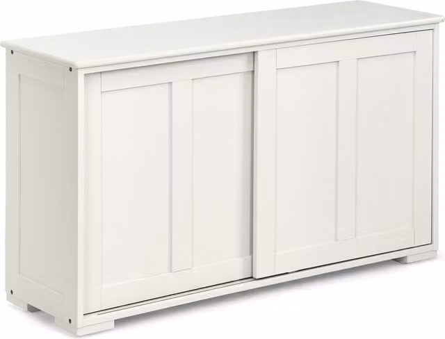 Costway Classic Freestanding Kitchen Storage Cabinet with Sliding Doors and Internal Shelves in White Matt Finish