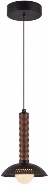 Netlighting Arden Mini LED Pendant Light in Matte Black and Walnut Wood Veneer, Warm White 3000K