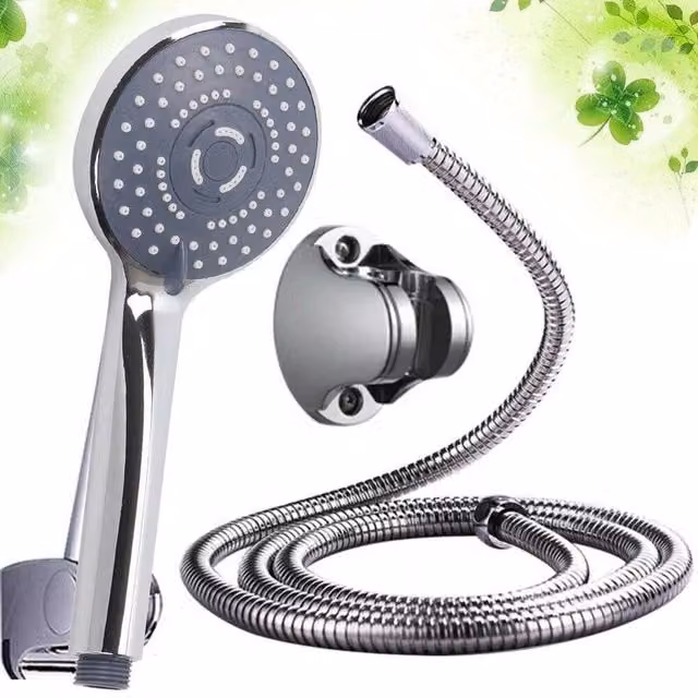 KORVIXA Universal Multi Function Shower Head Set in Silver and Chrome Stainless Steel, Width: 52 cm – 1