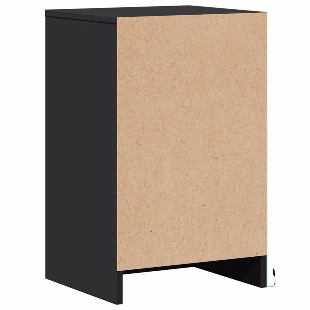 Berkfield Home Modern Black Bedside Cabinet with Integrated LED Lighting, W/D/H: 38 x 34 x 61 cm – 5