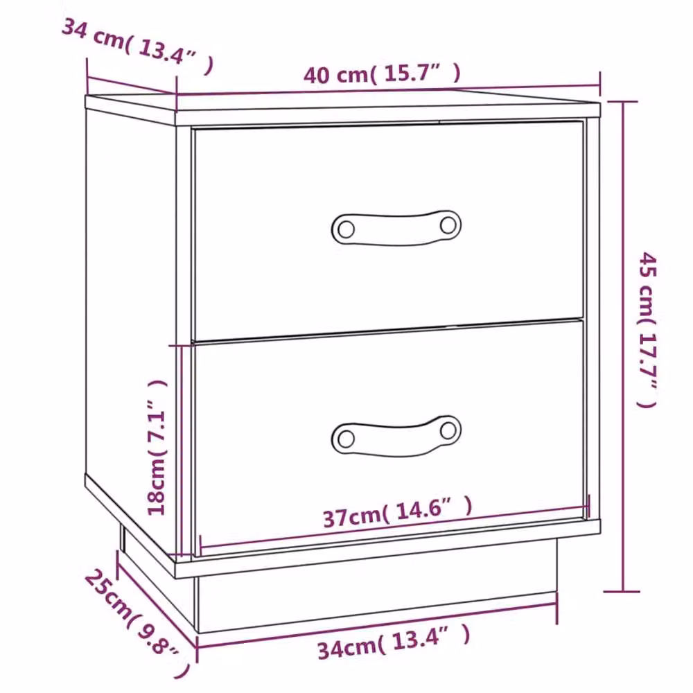 Berkfield Home Beautiful Bedside Cabinets, Set of 2, Honey Brown Solid Pine Wood, W/D/H: 40 x 34 x 45 cm – 6