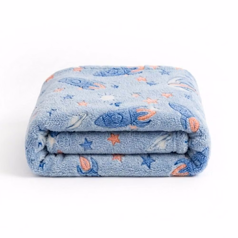 Snug City Glow in the Dark Outerspace Galaxy Night Sky Fleece Throw Blanket for Children in Blue and Multicolour – 2