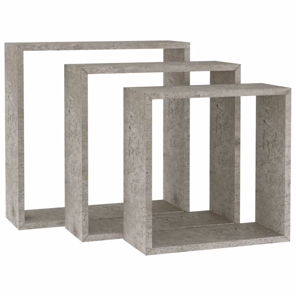 Berkfield Home Wall Mounted Cube Shelves, 3 Piece Set, Concrete Grey – 3