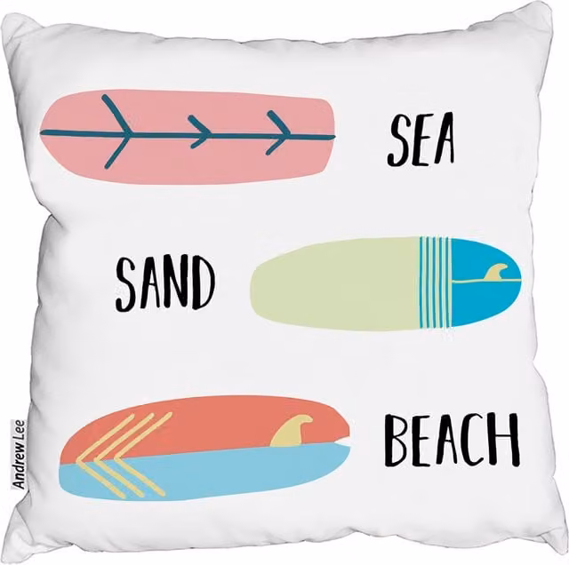 Andrew Lee Sea, Sand, Surf, Beach Square Cushion, White, W: 60 cm, D: 60 cm, H: 1 cm