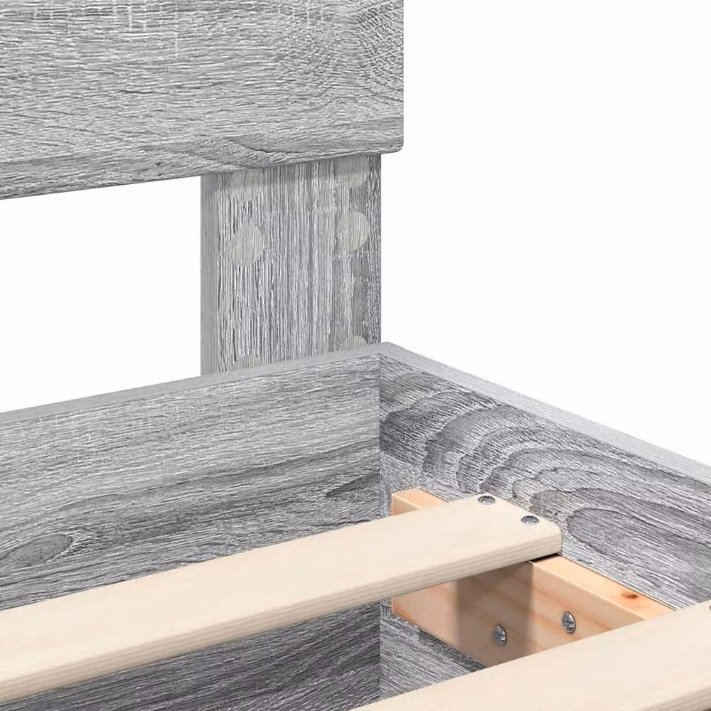 Berkfield Home Modern Bed Frame with Bedside Shelf in Grey Sonoma, W/D/H: 120 x 200 cm, Engineered Wood – 2