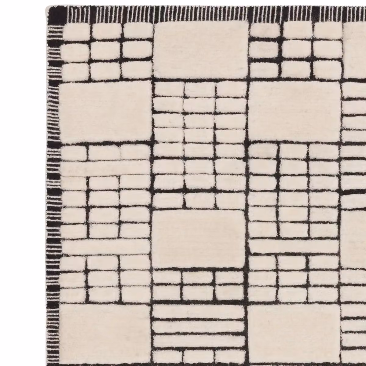 The Rug Shop UK Cream Handmade Wool Modern Geometric Checked Area Rug W: 160 cm, L: 230 cm – 3