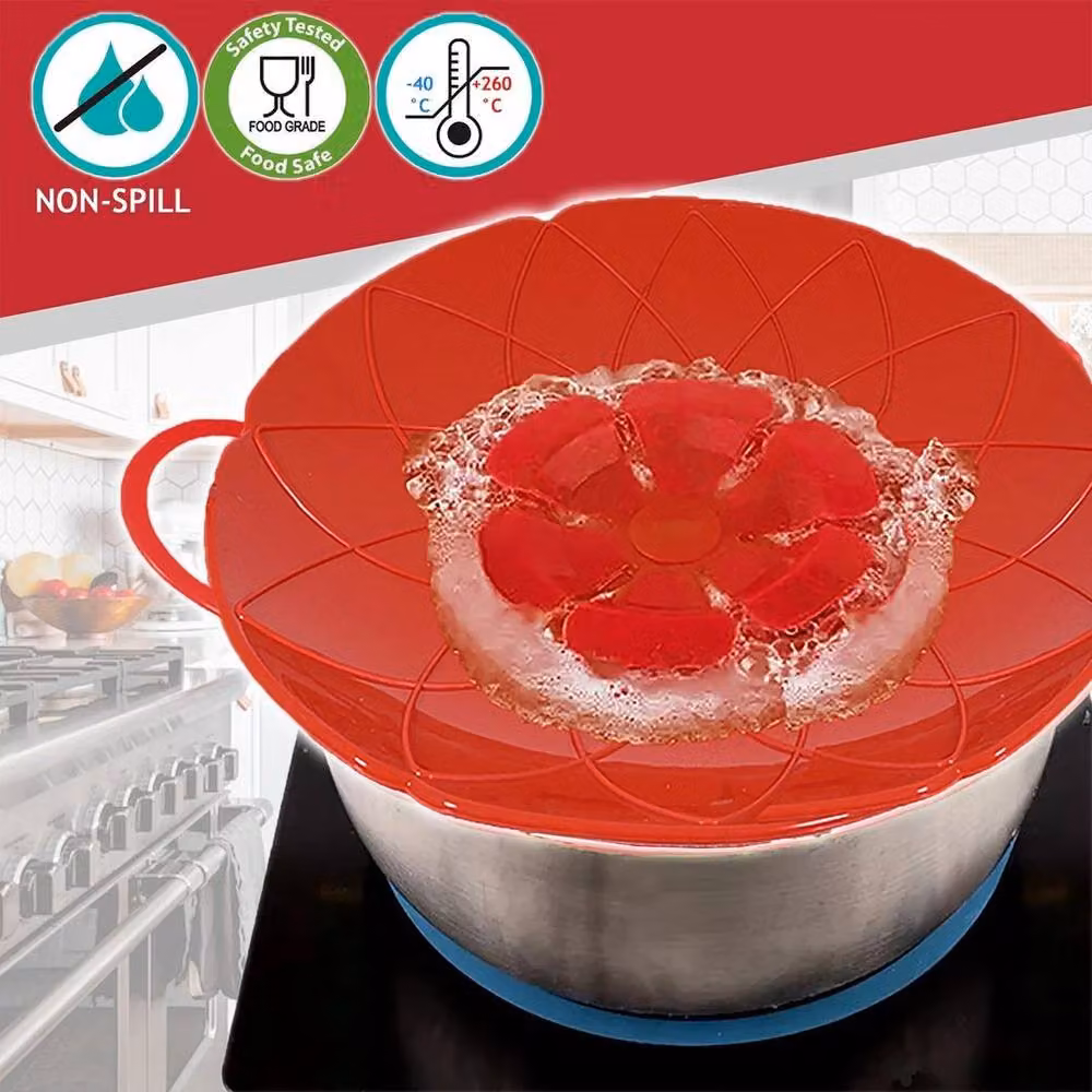 SPETLEK Red Silicone Round Pan Lid Splash Guard for Saucepan and Pot Steamer – 3