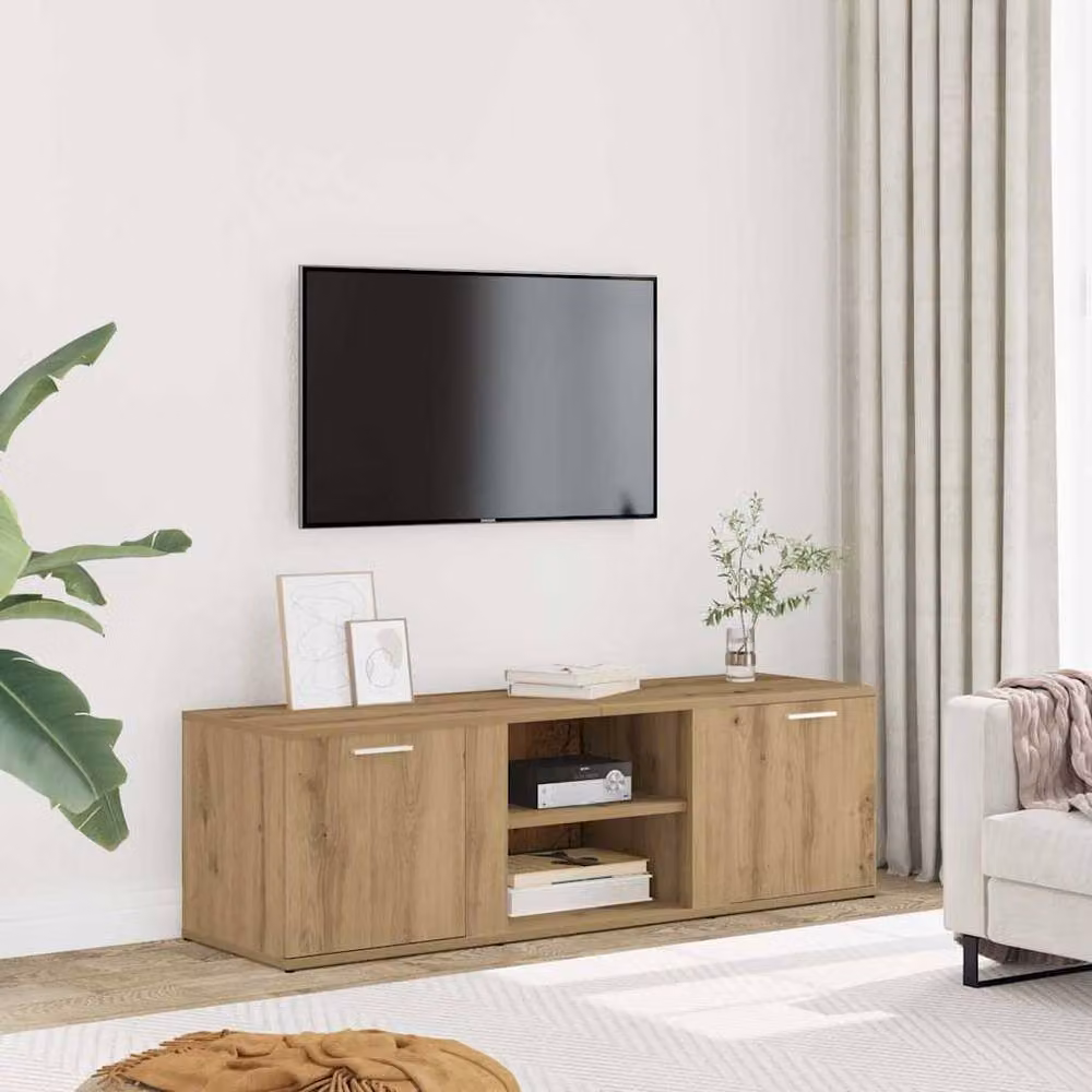 Berkfield Home Artisan Oak TV Cabinet in Brown, W/D/H: 120 x 34 x 37 cm – 2