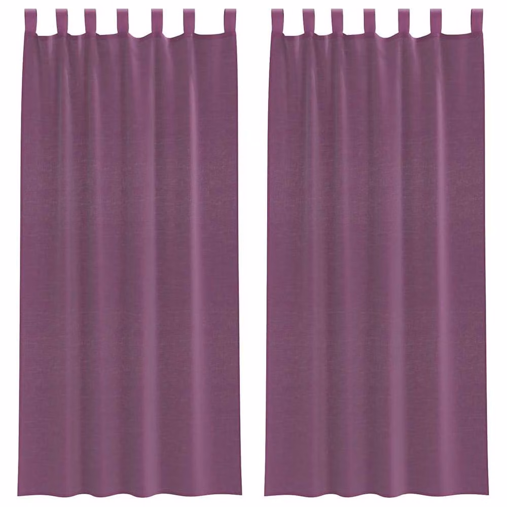 Berkfield Home Purple Voile Fabric Panel Curtains with Tabs, 2 Pack, W: 140 cm, H: 245 cm – 3