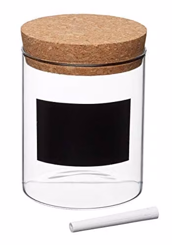 KitchenCraft Natural Elements Small Glass Storage Canister, Transparent, 700ml – 1