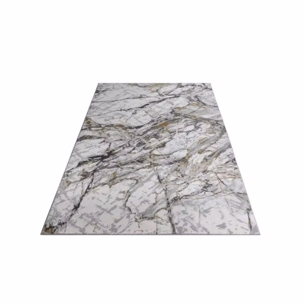 Stratus Interiors Bohemia Large Marble Design Area Rug in White, Gold, Silver and Grey, W: 200 cm, D: 290 cm – 2