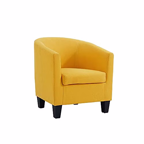 Home Detail Canberra Yellow Velvet Tub Chair with Solid Wood Frame
