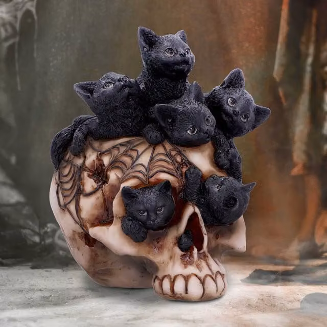 Nemesis Now Cranial Litter Skull Tabletop Decoration in Black and Multicolour, Height: 14 cm