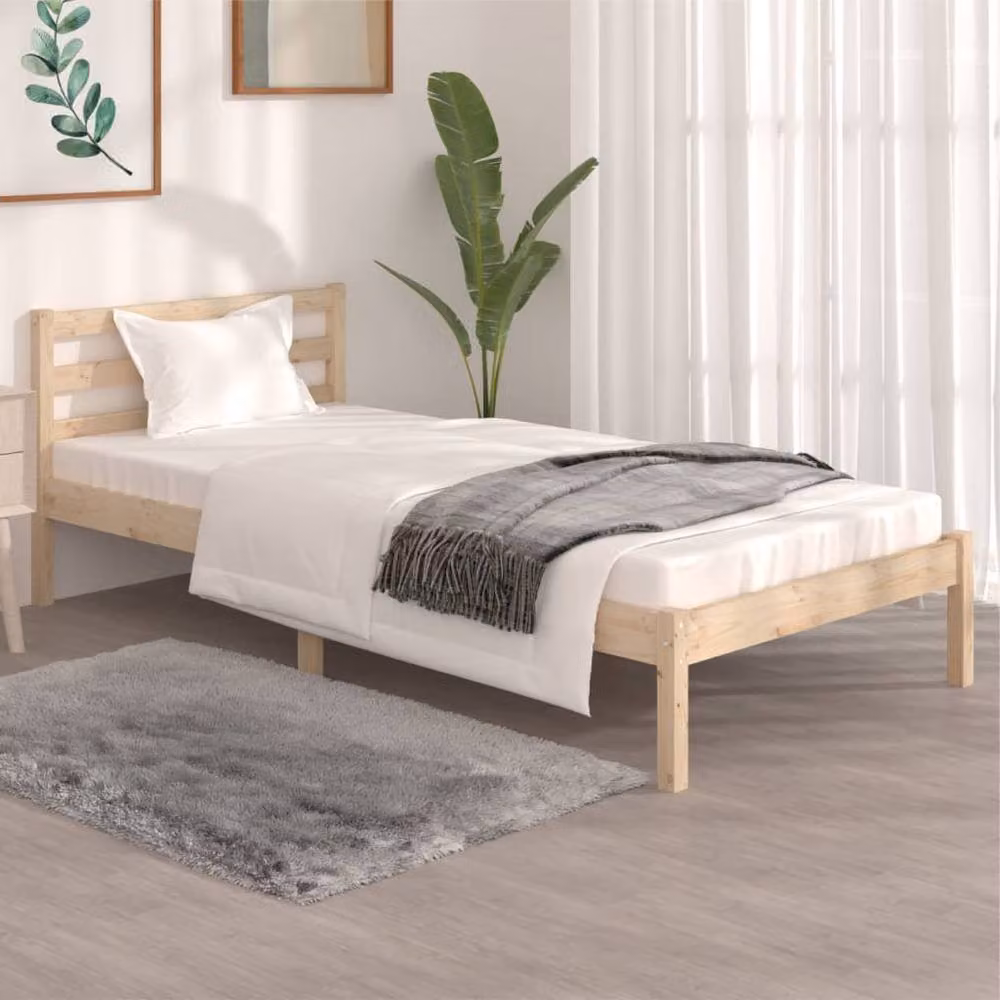 Berkfield Home Single Solid Wood Pine Bed Frame, Light Brown, W: 90 cm, L: 190 cm – 2