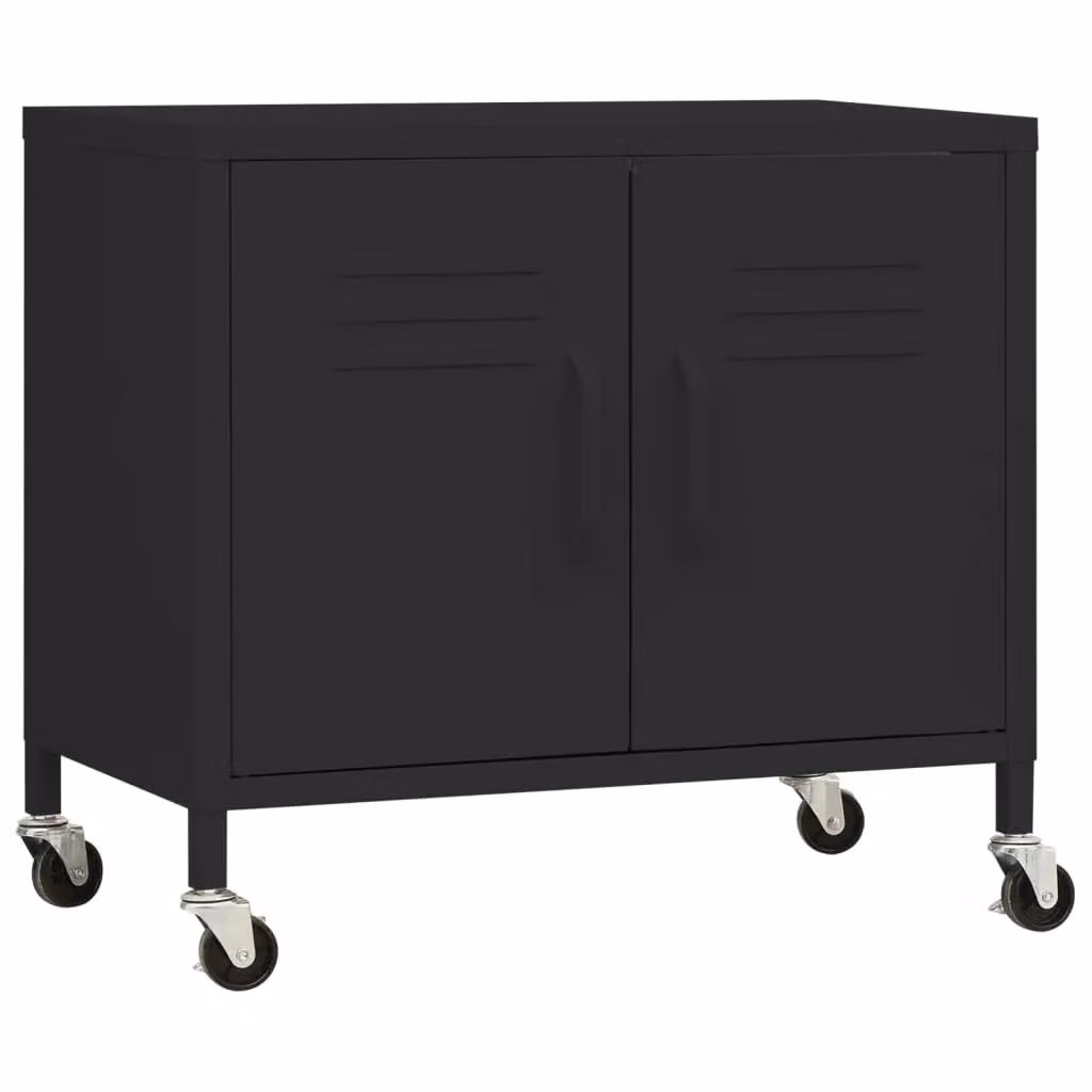 Berkfield Black Steel Home Storage Cabinet with Internal Shelves and Hinged Doors W/D/H: 60 x 35 x 56 cm – 2