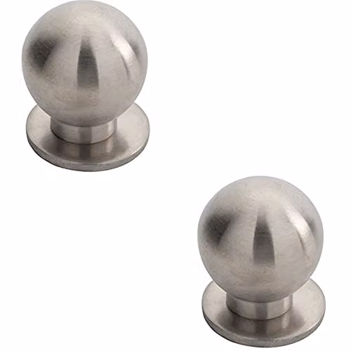 Loops 2 Pack Brushed Stainless Steel Small Solid Ball Cupboard Door Knobs in Silver