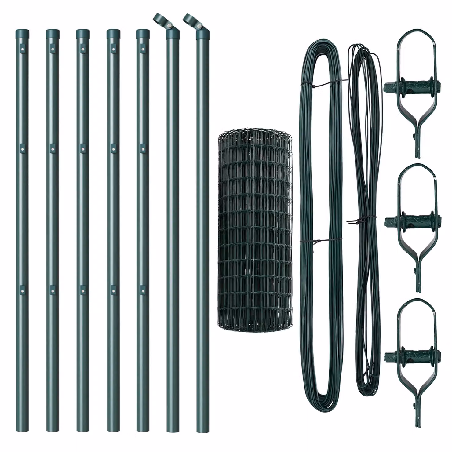 Berkfield Home Euro Fence with 7 Posts, Galvanised Steel, Green and Silver, W: 10 m, H: 0.8 m – 3