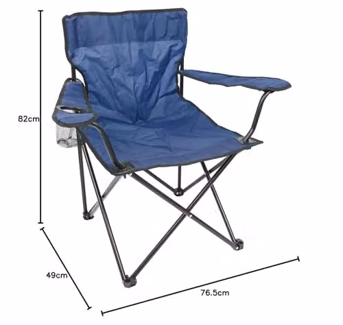 Harbour Housewares Folding Canvas Camping Chairs with Armrests, Pack of 4, Blue or Black – 2