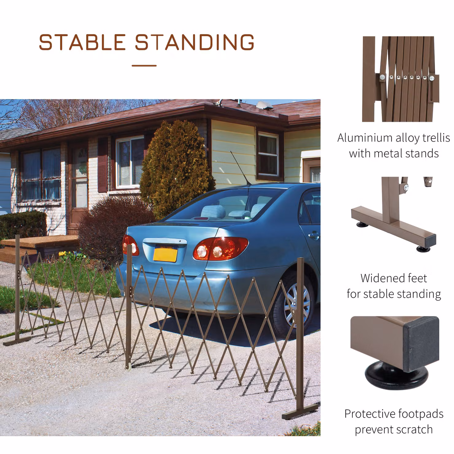 Outsunny Expanding Aluminium Trellis Fence, Dark Brown, W: 405 cm, H: 103.5 cm – 4