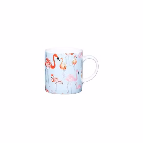 KitchenCraft Set of 6 Turquoise Porcelain Flamingo Espresso Cups, 80 ml