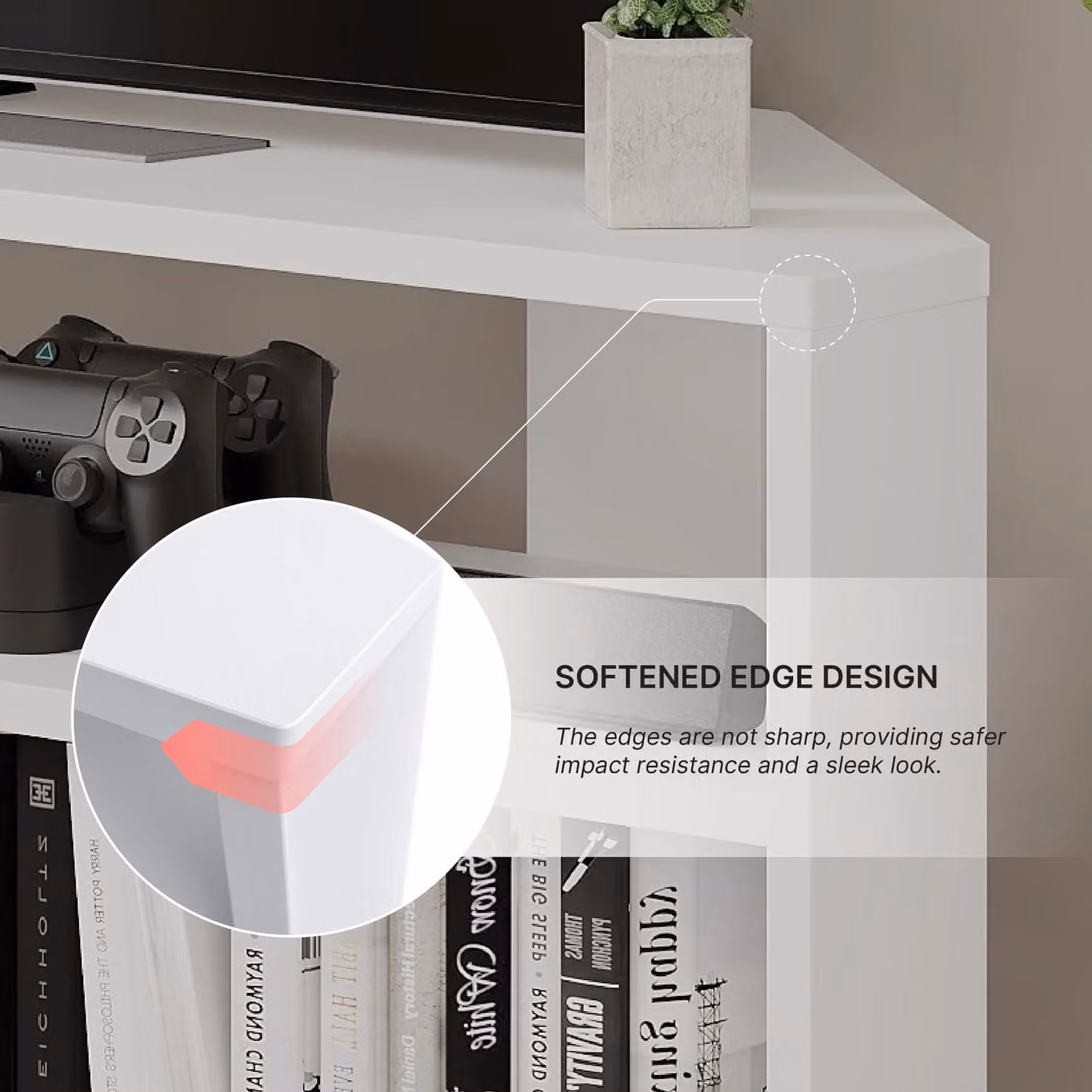 Decortie Thales Modern Corner TV Unit in White, 110cm – 4