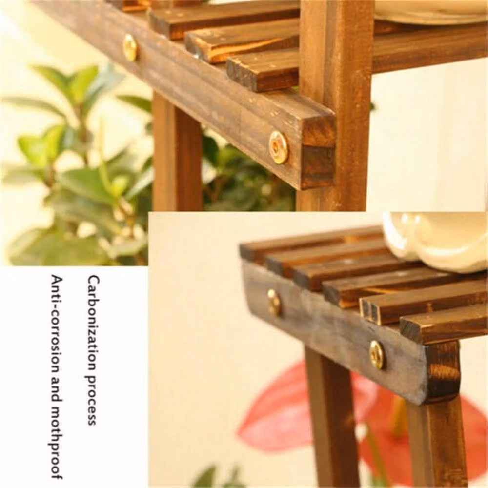 Kelvenix Rustic 6 Tier Wooden Garden Ladder Planter Shelf in Brown, H: 96 cm x W: 95 cm x D: 25 cm – 4